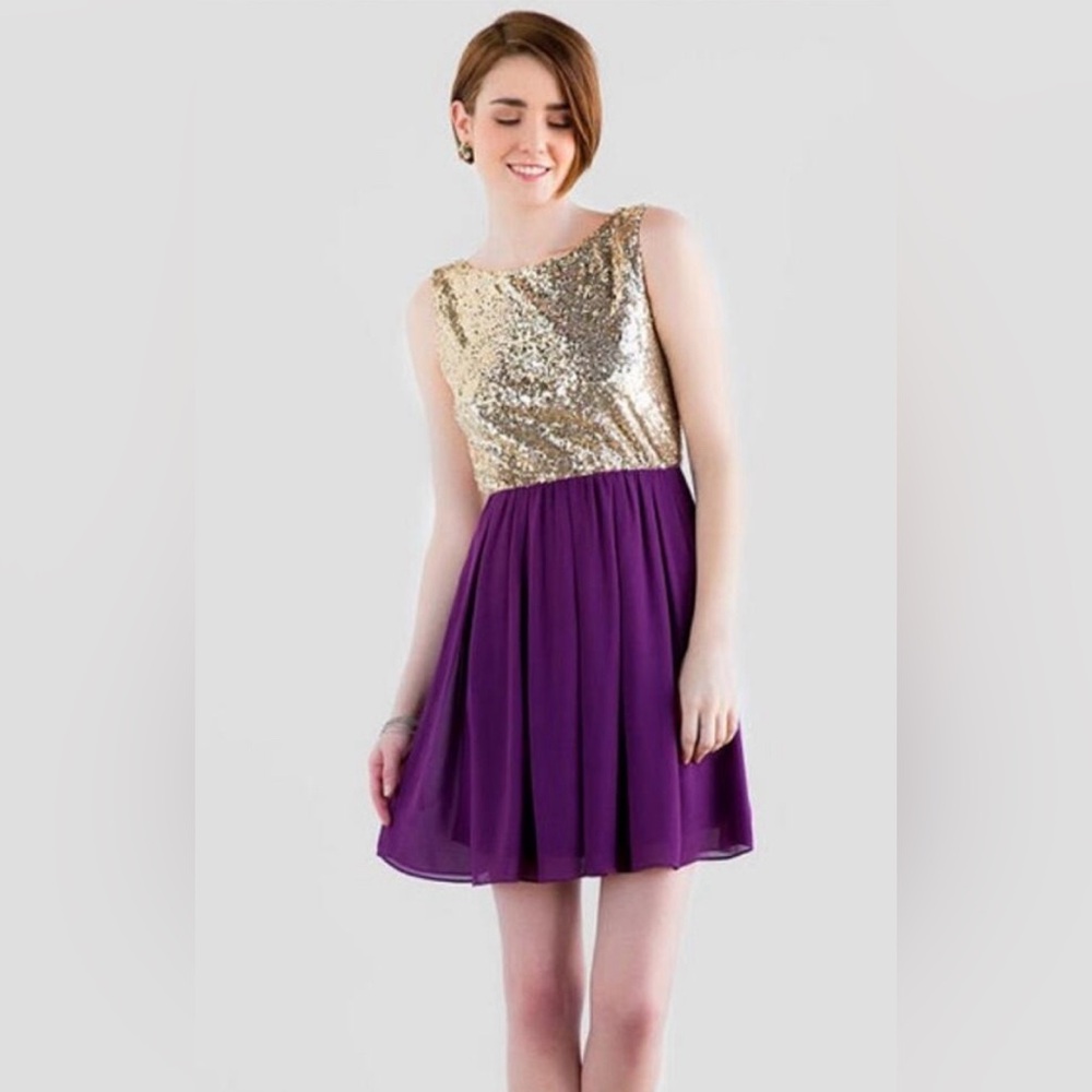 francesca’s Rosia Purple and Gold Sequin Dress